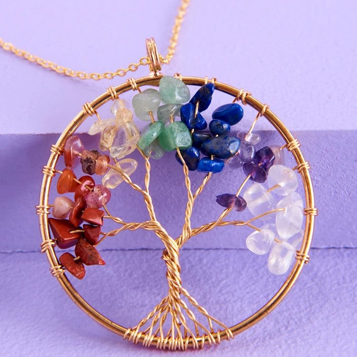 Buy Tree of Life Pendant Amethyst Rose Crystal Necklace Gemstone Chakra  Jewelry (Colorful Crystal) Online at desertcartINDIA
