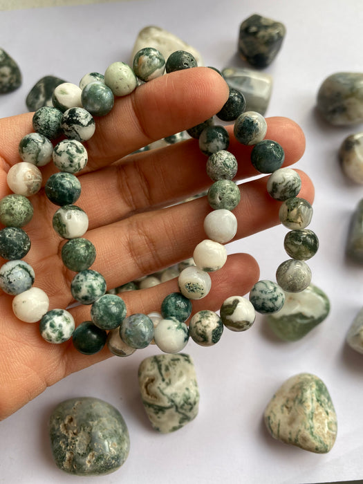 Tree Agate (Dendritic) Bracelet (Wholeness, Growth, Strength)