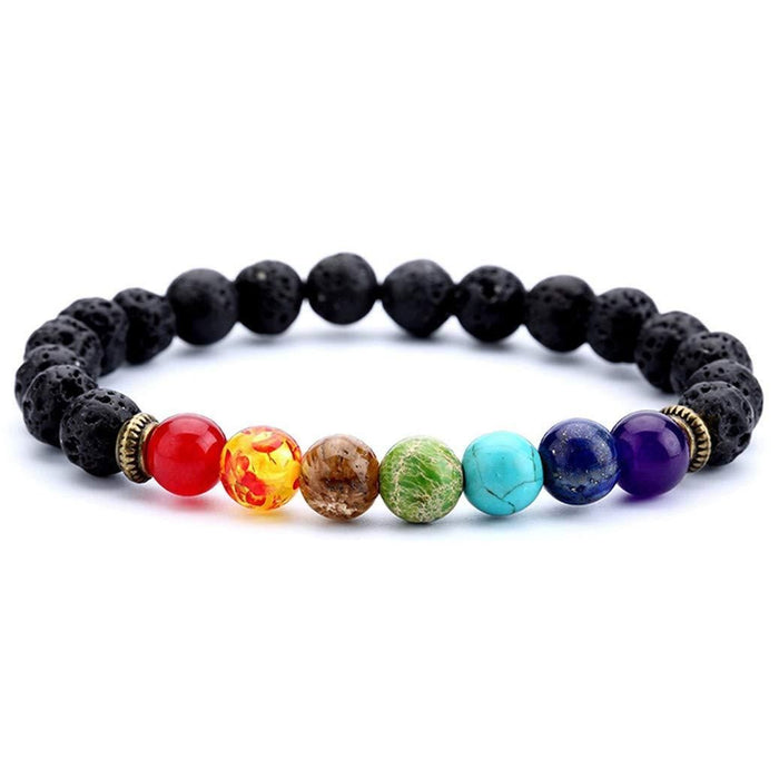 7 Chakra bracelet with Lava beads