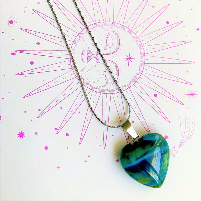 Blue Onyx Heart Necklace