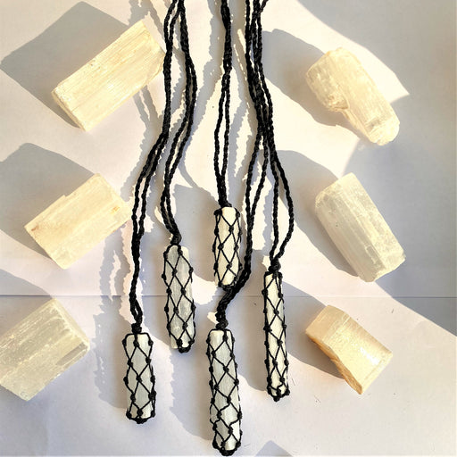 Raw Selenite Crystal Pendant Necklace